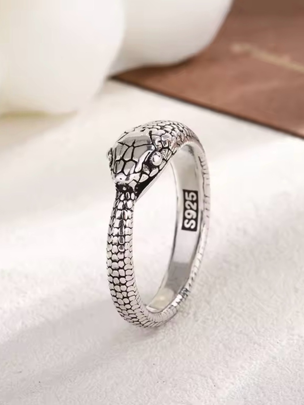 Serpenti Sterling Silver Snake Head Ring - S925